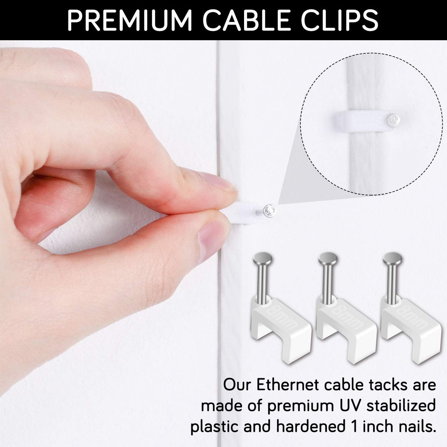 CableGeeker 50Pcs Adhesive Cable Clips, Cord Management Clips Wire Holders for Cords Cable Holder Clip Cable Management Clips for Under Desk/Car/Wall/TV/PC/Ethernet Cable (Black)