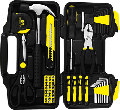 144-Piece General Household Hand Tool Kit with Plastic Toolbox Pink | Basic General Hand Tool Kit, Household Tool Set, for Home Repair, Office & College Dormitory Use, Daily Use for Women