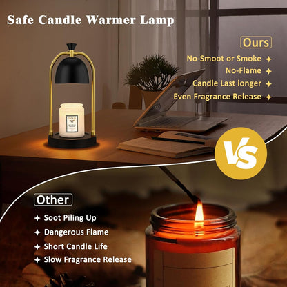 Hong-in Candle Warmer Lamp - with Timer & Dimmer, Modern Home Decor House Warming Gifts Wax Melt Warmer for Jar Candles, Cozy Birthday Gift for Women Mom (Black)