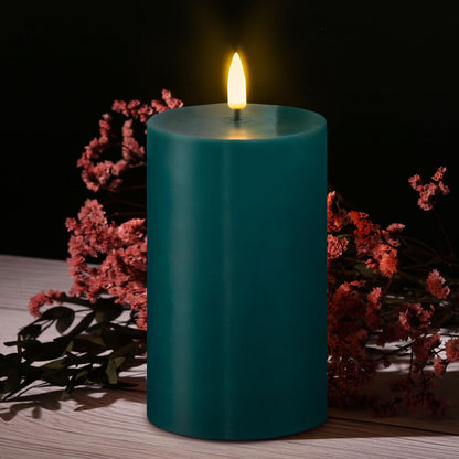 Black Flameless Pillar Candles with Remote, Flickering LED Wax Candles Battery Operated Set of 3
