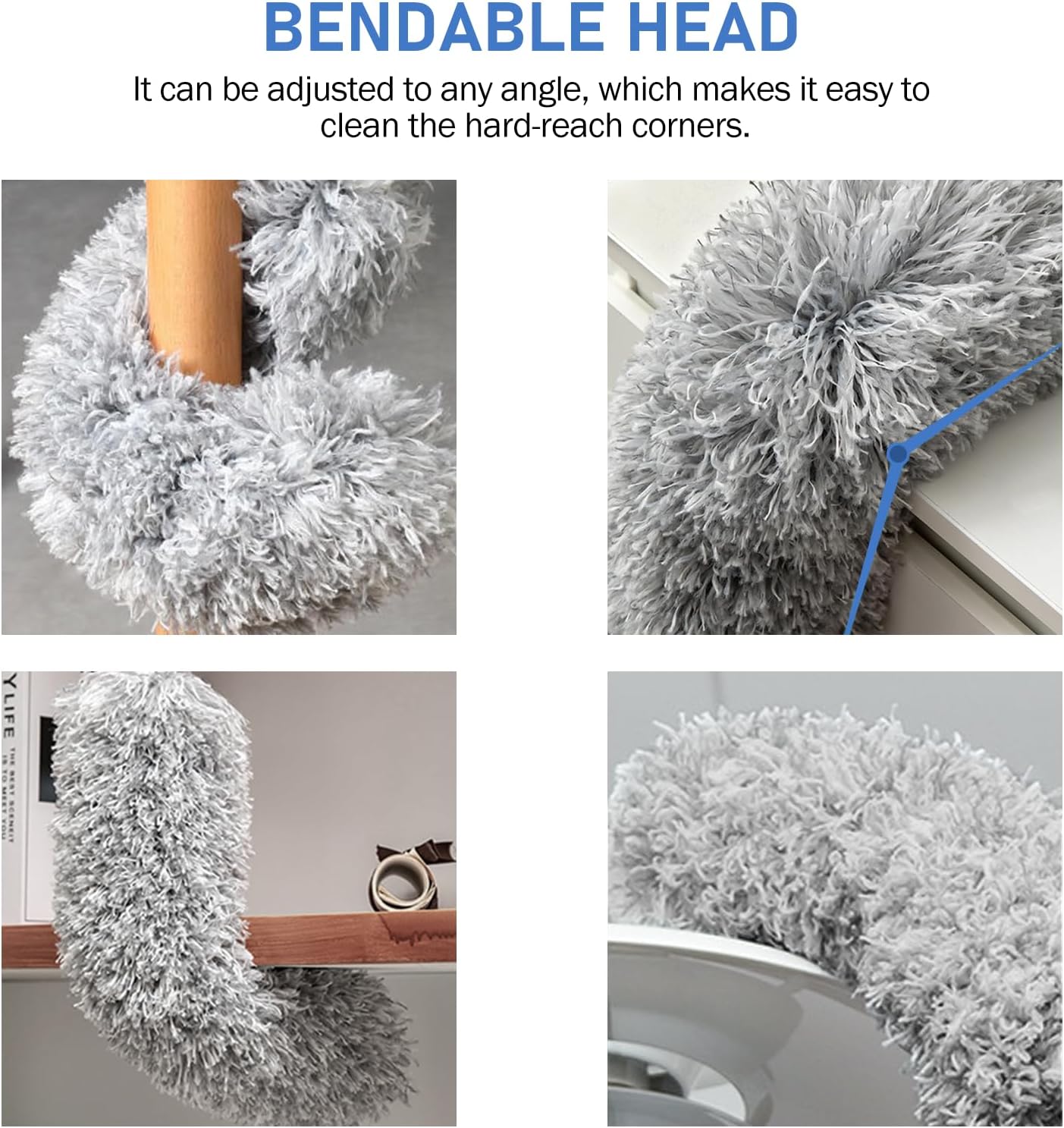 SetSail Extra-Long Dusters with Extension Pole 100-inch for Cleaning, Bendable Microfiber Head Washable Ceiling Fan Duster for High Ceilings, Furniture