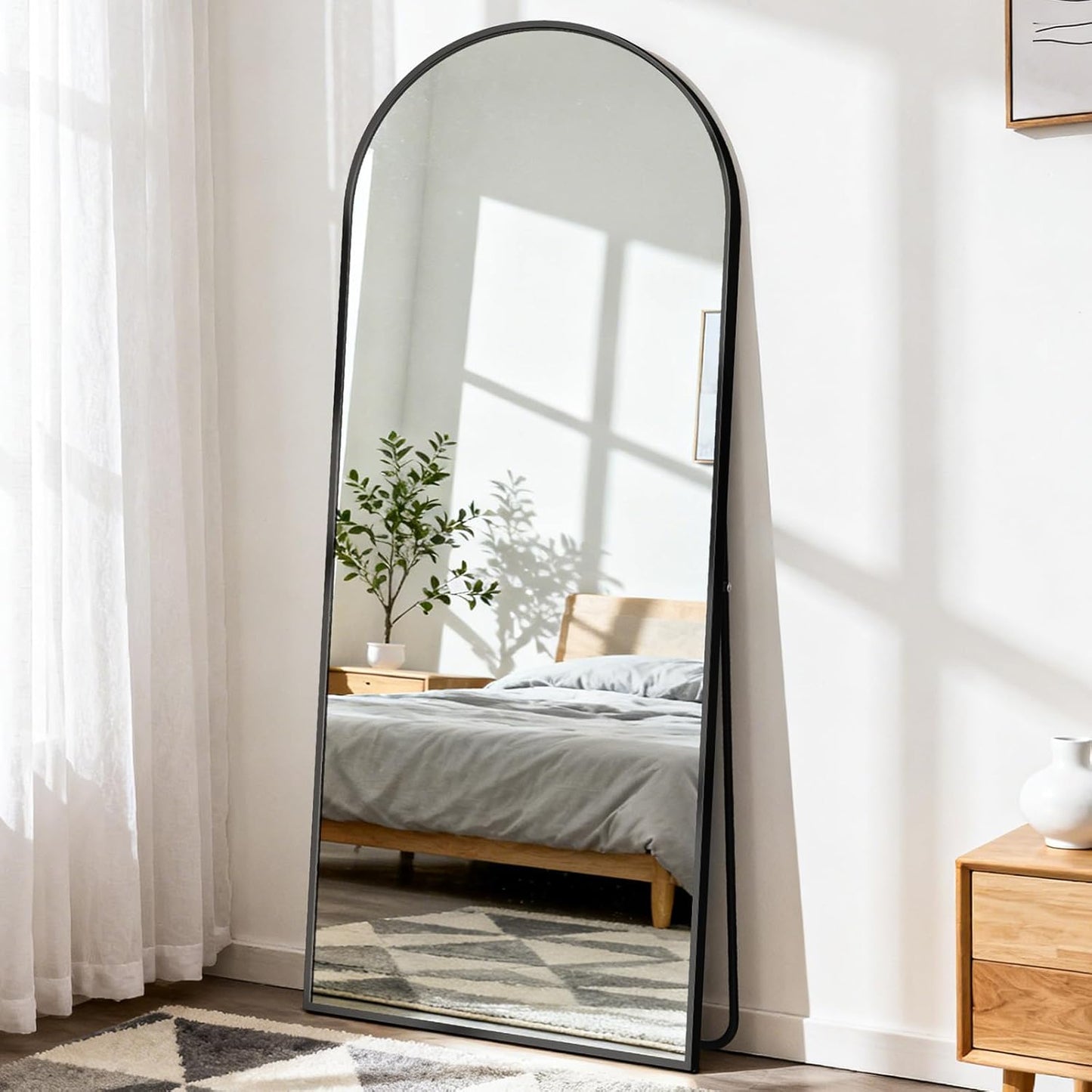 DUMOS 64"x21" Arched Full Length Floor Mirror, Full Body Mirror with Stand, Shatterproof Tempered Glass, Modern Aluminum Alloy Frame, Free Standing or Leaning for Home Decor, Gold