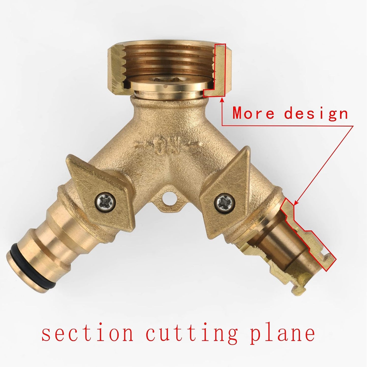 never break NPT3/4 Copper two Outlet Solid Brass Quick Connector Faucet Diverter Valve 2 Way Heavy Duty Brass Garden Hose Splitter, Hose Connector 3/4", Hose Spigot Adapter with 2 Valves (2-Way)