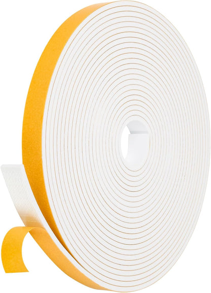 16Feet Weather Stripping Seal (1/2 Inch X 1/4 Inch) for Door Window, High Density Foam Tape, Soundproofing, Insulation Strip, Door Sealers for Door Frame- White