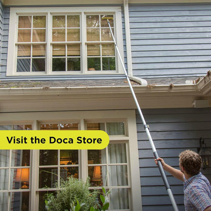 DOCAZOO DOCA Telescoping Pole 7-28 Ft - Extension Pole for Cleaning, Feather Duster, Window Washing Kit, Paint Roller, Window Squeegee - High Reach Extendable Kit for Indoor & Outdoor - Pole Only