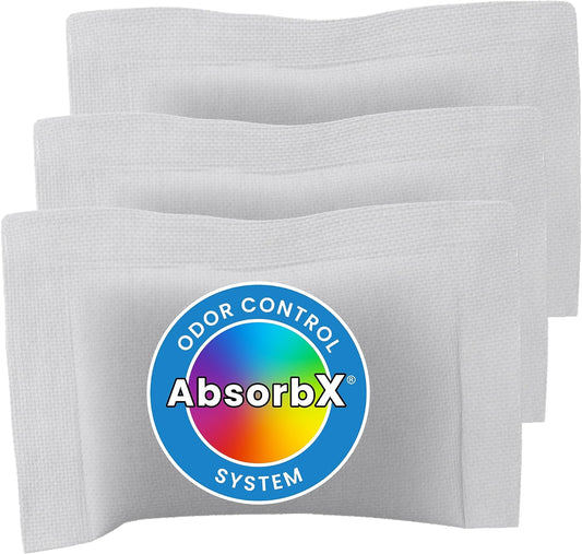 iTouchless Official Trash Can Deodorizer AbsorbX 3-Pack All Natural Activated Charcoal Odor Absorber Stops Garbage Smells, Air Freshener Compost Bin Filter for 8 Gal & Larger Trashcan with Compartment