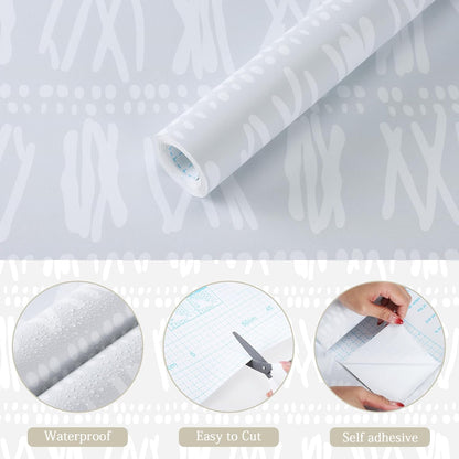 Modern Peel and Stick Wallpaper 17.3" x 80" White Wall Paper Peel and Stick Boho Birch-Twig Stripe Contact Paper Removable Self Adhesive Wallpaper for Bathroom Bedroom Shelf Cabinet Decor Vinyl