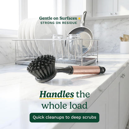 Cuisinart Dish Brush with Handle 2 Pack – Kitchen Scrub Brush for Dishes, Pots & Pans, Non-Scratch Dish Scrubber, Firm Bristles for Sink & Cookware, Comfortable Grip for Everyday Cleaning