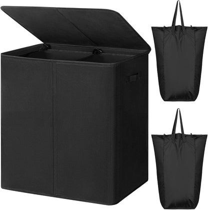 WOWLIVE 180L Laundry Hamper with Lid 3 Section,Large Laundry Basket with Removable Bags and Handles,Collapsible Dirty Clothes Hampers for Laundry,Laundry Basket Organizer for Laundry Room,Dorm,Beige
