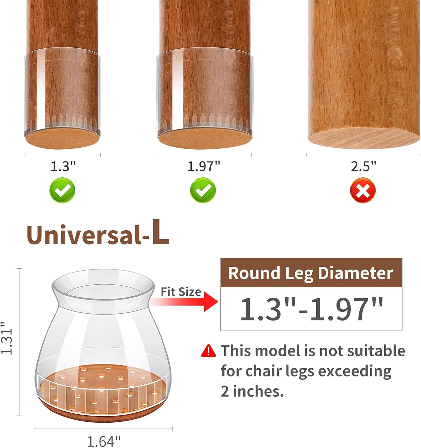 Chair Leg Floor Protectors, 24 Pack Silicone Furniture Pads for Hardwood Floors, Anti-Scratch Furniture Sliders Felt Pads, Noise-Reducing Chair Feet Covers, Table Legs Fit Sizes to(1.3" to 1.97")