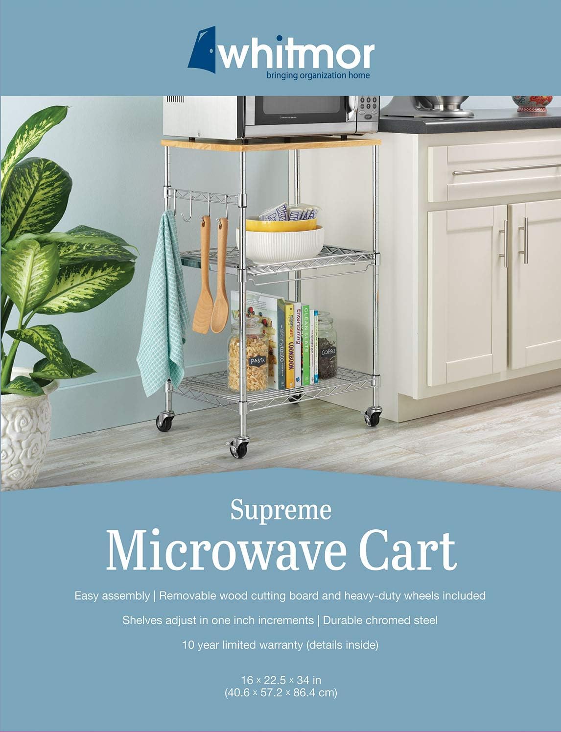 Whitmor 3 Tier Rolling Laundry Cart 8.50x26.0x31.0