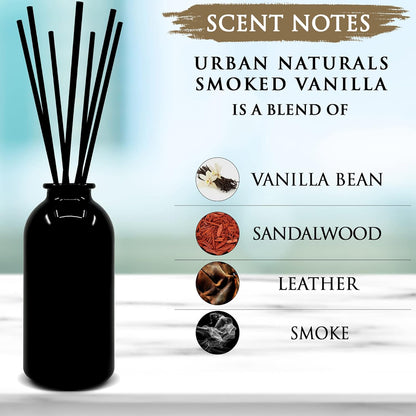 Urban Naturals Smoked Vanilla Reed Diffuser Set with Vanilla Bean, Sandalwood & Leather | Made in the USA - Colors C