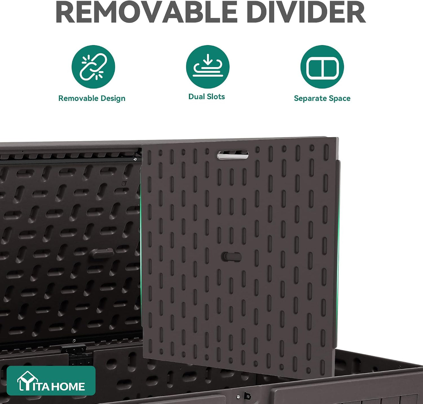 YITAHOME 100 Gallon Large Outdoor Deck Box | Waterproof Resin Storage Box, Lockable Indoor Outdoor Storage Container for Patio Furniture Cushions, Pool Accessories