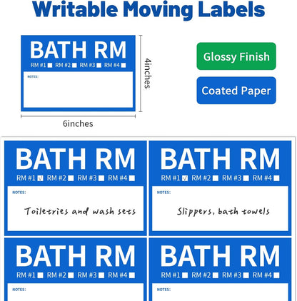 Ououstate Moving Stickers, 6 x 4 Inches Color-Coded Packing Box Labels 10 Designs with Fragile 、Heavy and Blank Customizable Labels (6 * 4IN)