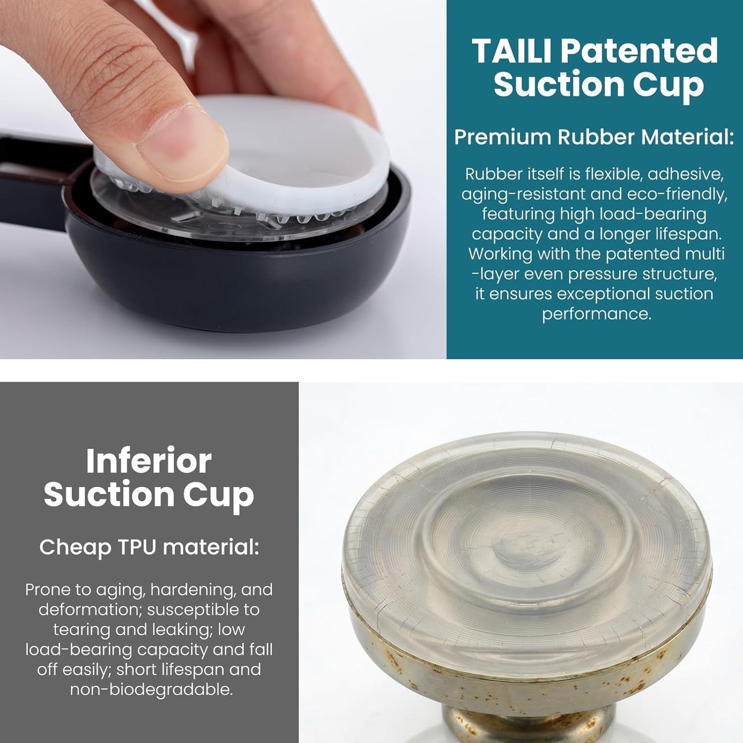 TAILI Suction Cup Razor Holder for Shower Wall 2 Pack, Versatile Suction Cup Hooks for Razor, Towel, Loofah, Squeegee, Cell Phone, Removable Damage-Free Hanging Shower Hook, Shaver Holder, Black