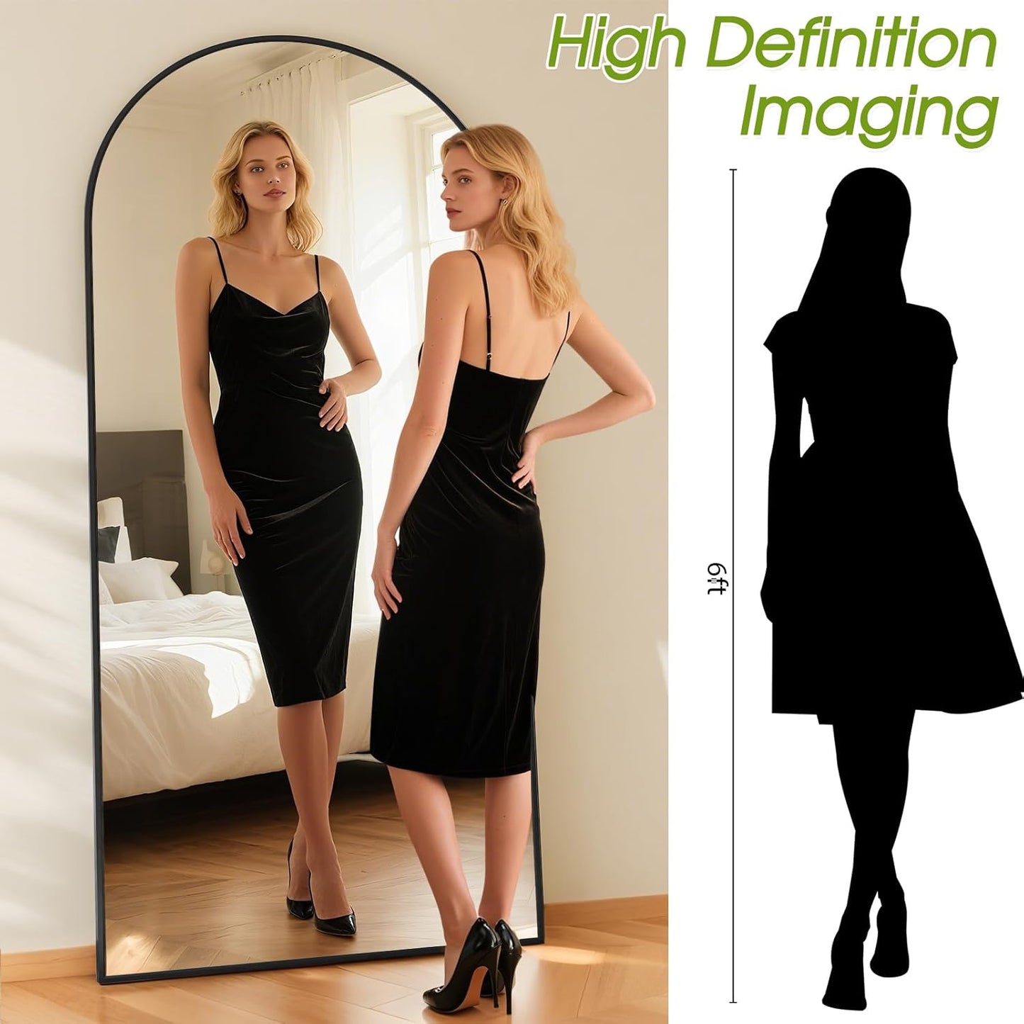 59"x16" Floor Mirror Full Length, Arched Full Length Mirror with Stand, Full Body Mirrors for Bedroom Living Room or Cloakroom Gold