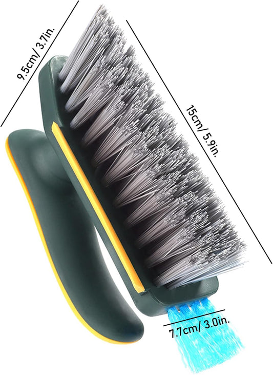 4 in 1 Scrape Brush with Rubber Squeegee, Shower Cleaning Brush, Heavy Duty Cleaning Brushes with Handle, for Shower, Bathroom, Carpet, Wall, Kitchen (Green)