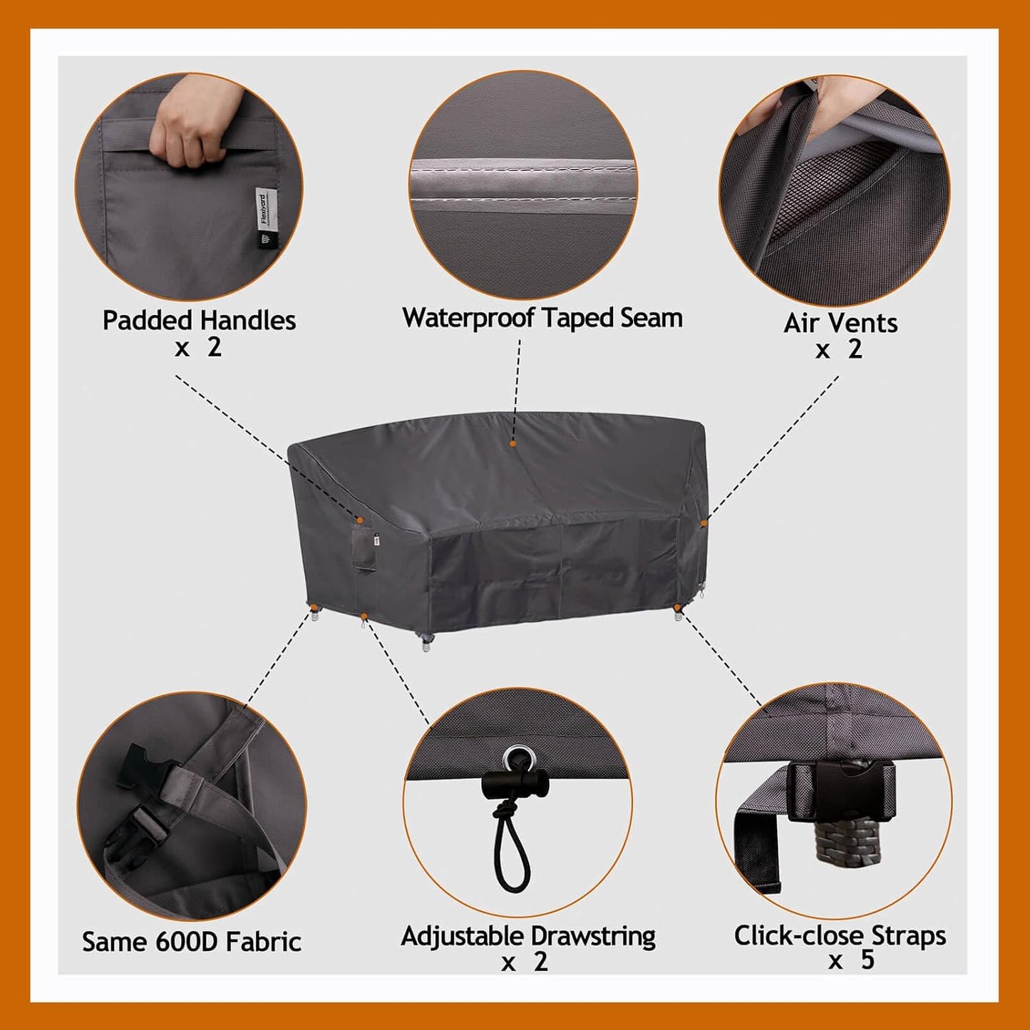 Patio Deck Box Cover, 63x30 Inch Fire Pit Covers with Straps and Handles, Waterproof Heavy Duty Outdoor Furniture Winter Cover for Keter, Suncast, Lifetime Container
