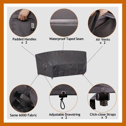Patio Deck Box Cover, 63x30 Inch Fire Pit Covers with Straps and Handles, Waterproof Heavy Duty Outdoor Furniture Winter Cover for Keter, Suncast, Lifetime Container