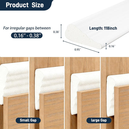 118” Wedge-Shape Window Weather Stripping Door Seal Strip, Self-Adhesive Soundproofing Frame Winter Insulation Foam Tape for Door Frame, Noise Drafts Blocker, Gap Filler, Draft Stopper, White