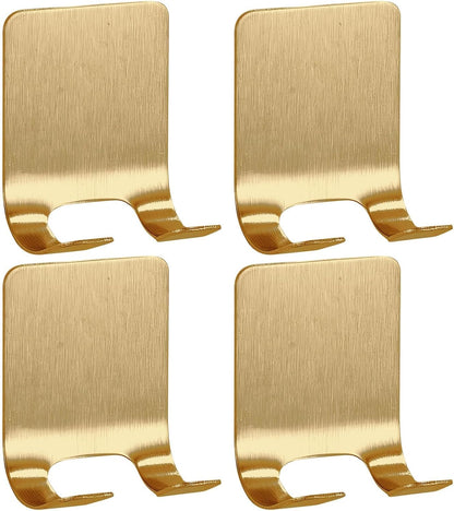 4 Pcs Gold Razor Loofah Holder for Shower Self Adhesive Waterproof Shaver Hooks Waterproof for wall Metal Heavy Duty Utility Storage Hanger Hooks Holder for Towels Accessories Kitchen Bathroom (Gold)