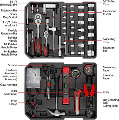 TLGREEN 799pcs Mechanic Tool Set with Aluminum Trolley Case,Home Repair Tool kit,Complete Tool Box Set for Home,Automotive,Dorm,Garage,Black