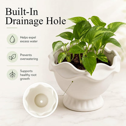 3 Pack White Ceramic Vase Set Small Rustic Decorative Vases Home Decor Wavy Edge Modern Flower Vases for Farmhouse Table Centerpiece Living Room Kitchen Bedroom (5.7,6.7,7.9in,Elegant)