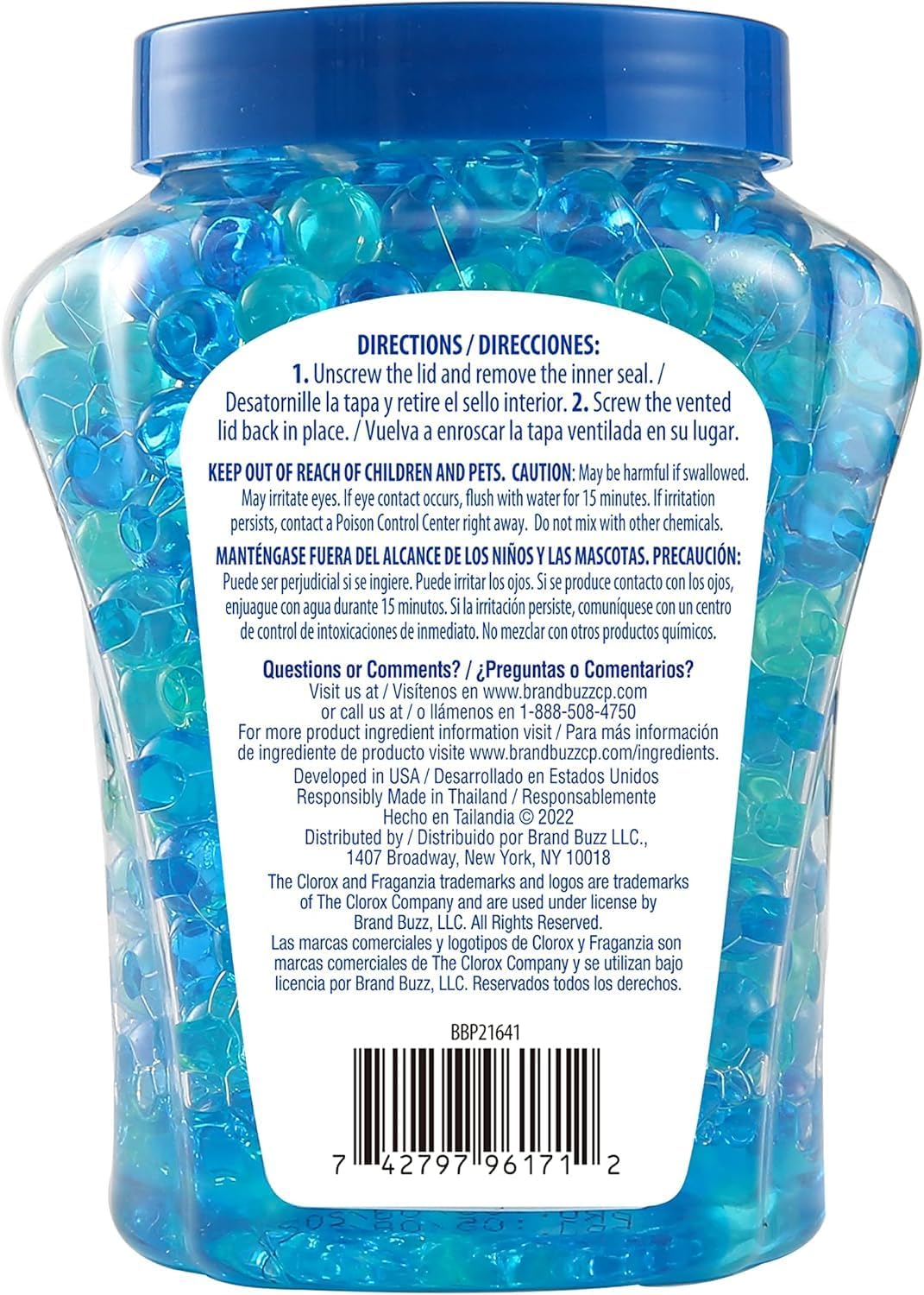 Clorox Fraganzia Crystal Beads Air Freshener, Long Lasting Room Deodorizer and Odor Eliminator Gel Beads to Freshen Home, Car, or Office, Fresh Ocean Breeze Scent, 12 Fl Oz - 2 Pack