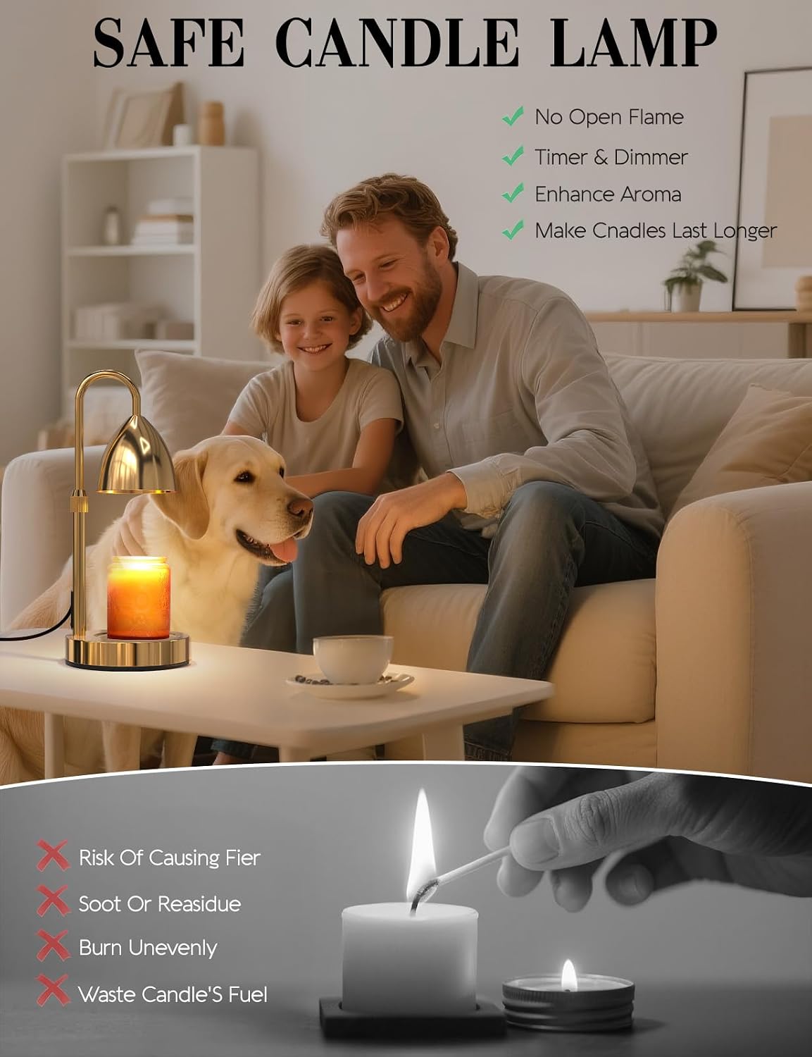 Candle Warmer Lamp with Timer Dimmable, Lamp Candle Warmer Birthday Gifts for Women, Black Adjustable Wax Melter Warmer for Jar Candles, House Warming Gift Home Decor