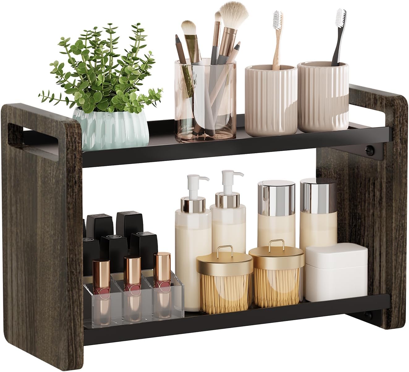 Bathroom Counter Organizer,Bathroom Counter Shelf,Bathroom Organizers,Under Sink Organizer,Cologne Organizer For Men,Colognes Stand,Cologne Cabinet,Vanity Shelf(Black 2 Tier)