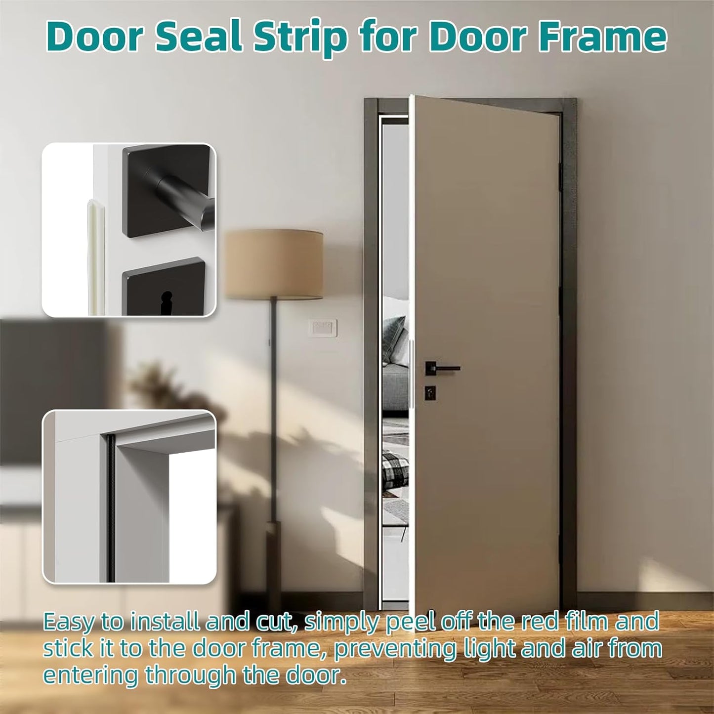 19.7 Ft V-Shape Thin Weather Stripping Door Seal Strip for Doors Frame,Self Adhesive Foam Tape Weatherstripping Door Insulation Winter,Door Soundproof Gap Filler Sealing Strip,Black