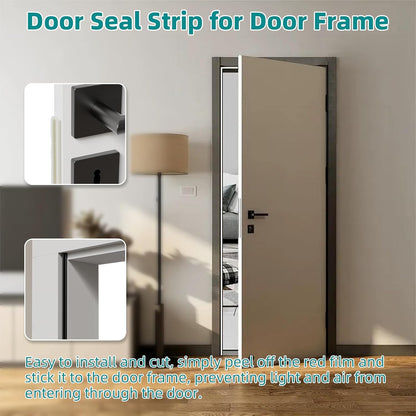 19.7 Ft V-Shape Thin Weather Stripping Door Seal Strip for Doors Frame,Self Adhesive Foam Tape Weatherstripping Door Insulation Winter,Door Soundproof Gap Filler Sealing Strip,Black