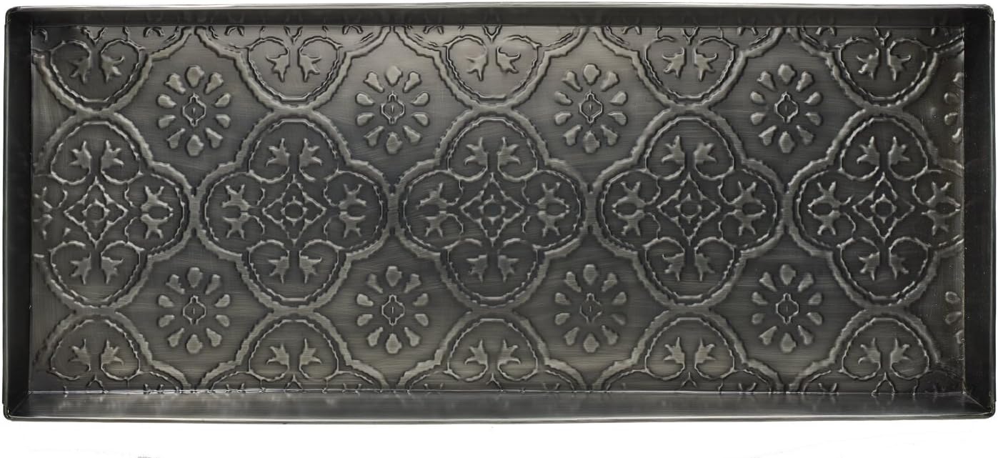 HF by LT Birch Forest Pattern Metal Boot Storage Tray, 30 x 13 inches, Antique Copper Finish