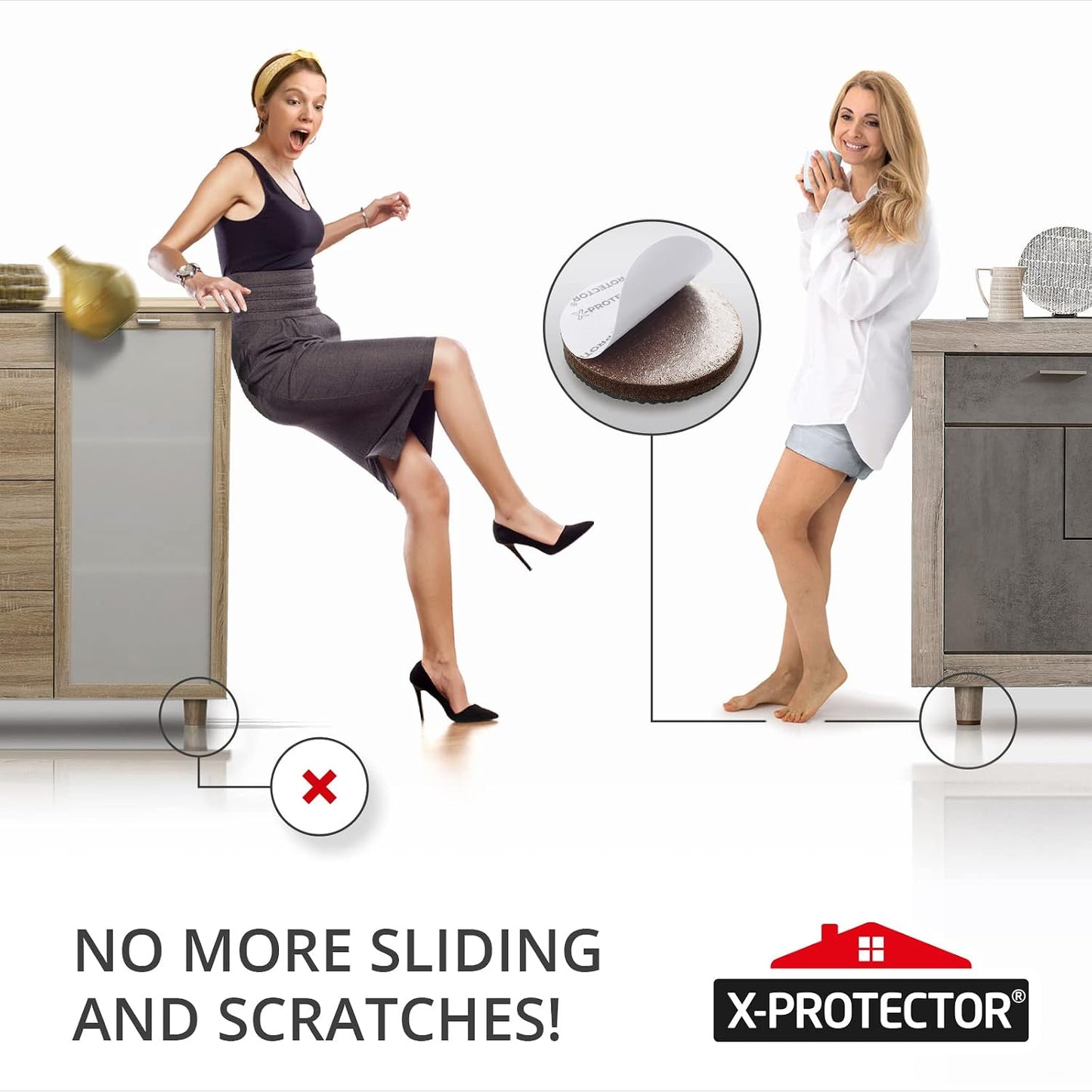 X-PROTECTOR Non Slip Furniture Pads – 12 Premium Furniture Grippers 3"! Best SelfAdhesive Rubber Feet Furniture Feet – Ideal Non Skid Furniture Pad Floor Protectors – Keep Furniture in Place!