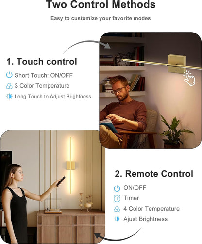 iThird Battery Operated Wall Sconce Set of 2: Rechargeable Wall Lights Wireless Sconces with Touch and Remote, 360° Rotate Magnetic Wall Scone Lighting Decor for Bedroom Living Room Hallway, 31.7Inch