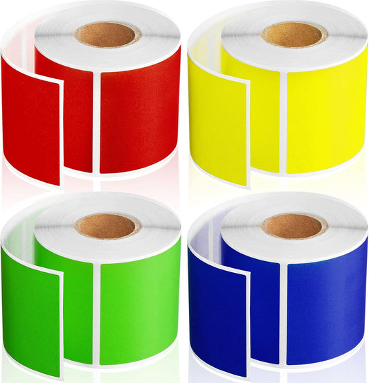 Marspark 1000 Pcs Colored Labels Stickers 3 x 2 Inch Rectangular Color Coding Labels Stickers Rolls 4 Color Moving Label for Boxes Inventory File Classification Packing Organizing Storage Name Tags