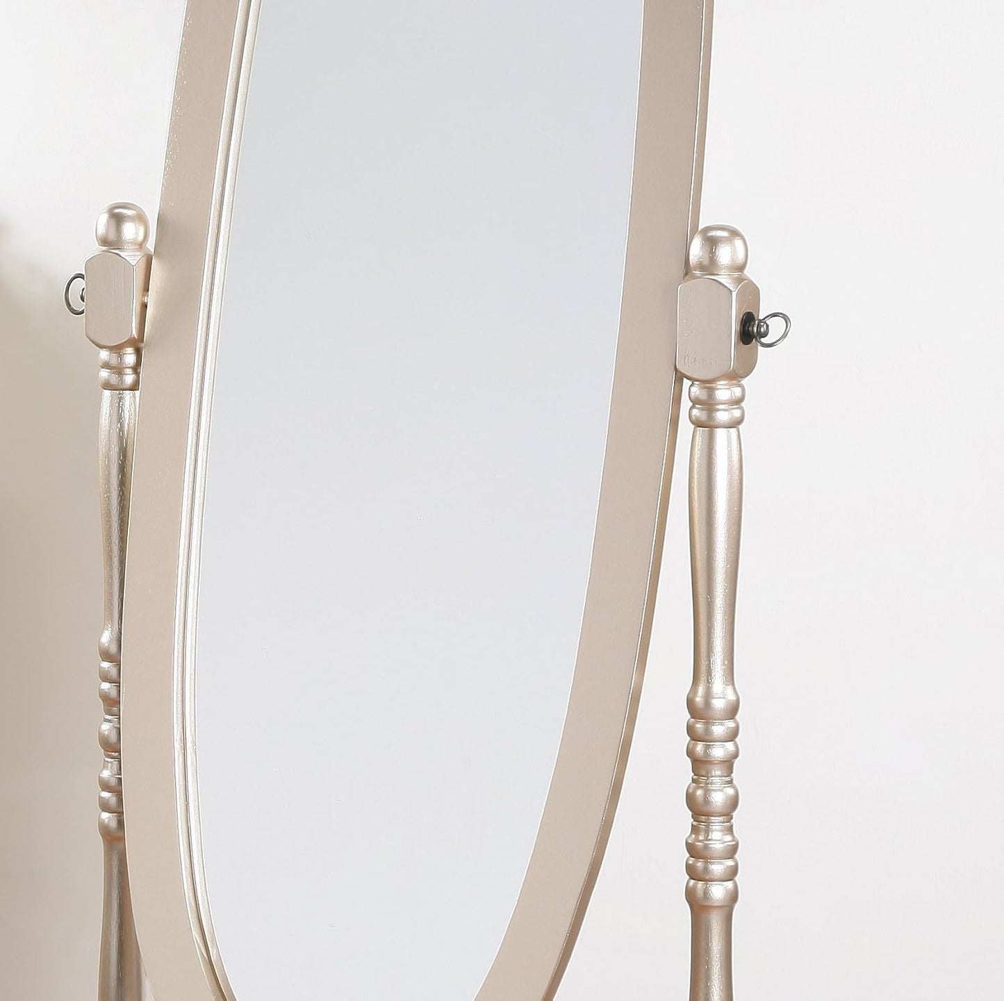 Full Length Mirror with Stand - Traditional Queen Anna Cheval Style in Solid Wood, Freestanding Adjustable Tilting Oval Glass for Bedroom & Dressing Room (Cherry)