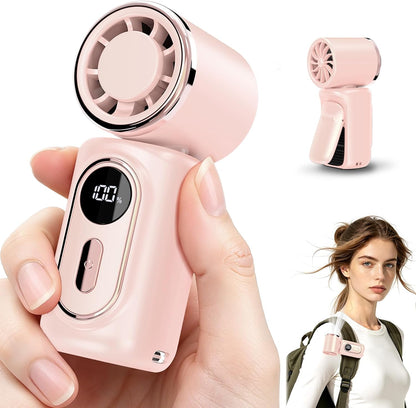 Portable Clip-On Mini Fan 180° Rotating 3000mAh 5-speed | Handheld Mini Fan with LED Display, 14500 RPM Rechargeable Stroller Fan for Travel, Camping, Game day & Office