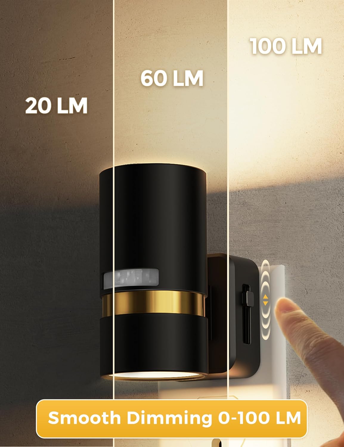L LOHAS LED Motion Sensor Night Light Plug in, Night Lights Plug into Wall with Adjustable Brightness, 1600K Amber Light, 1W Energy-Saving Nightlight for Bathroom Bedroom Kitchen Hallway, 2 Pack