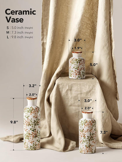 LE TAUCI Ceramic Vase Set of 3, Matte Flower Vases for Fresh or Dried Flowers, Modern Farmhouse Home Decor for Coffee Table, Mantel, Shelf, Entryway, Speckled White