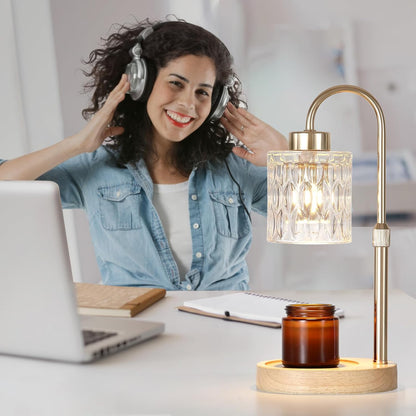 MEIXISUE Candle Warmer Lamp with Timer and Dimmer,Electric Gold Light Gifts for Women Melt Wax Warmer Lamp with 2 Bulbs for Candle Jars House Warming New Home Decor Bedroom