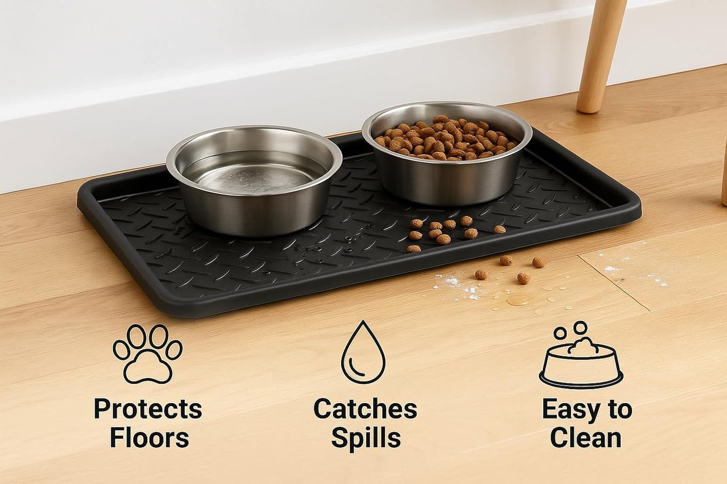 Rubber Boot Tray Scraper Mat – 13/16″ Thick, 32″ × 16″ Heavy-Duty Floor Protection Mat for Shoes, Indoor Outdoor Use