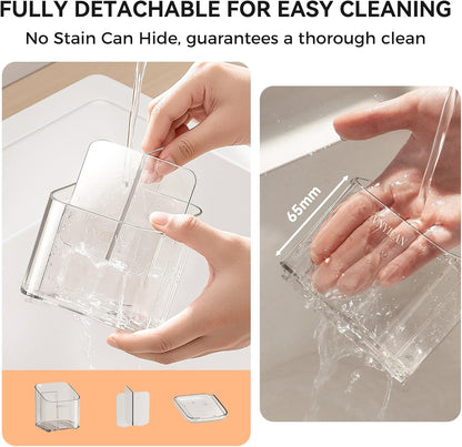 Toothbrush Holders for Bathrooms, 3 Slots Detachable Toothbrush Holder Wall Mounted with Divider, Removable Electric Tooth Brush and Toothpaste Holder Organizer for Bathroom Countertop/Kitchen/Office