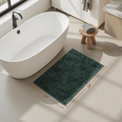 AMOAMI Bath Mat Non Slip Super Absorbent Quick Dry Bath Mats for Bathroom Floor Rubber Backing Washable Bathroom Rugs Modern Woven Jacquard Mat, Beside Tub Bath Rugs, 17" x 24", LightGrey