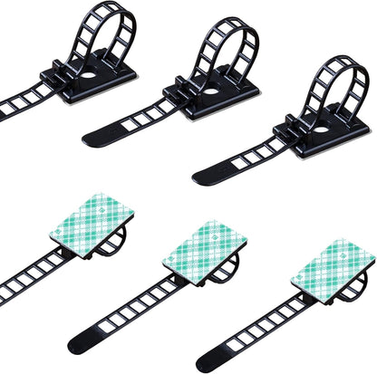 25 Pieces Desk Wire Organizer Cable Ties Zip Ties Adhesive Cord Clips Cable Management Cord Keeper Desk Wire Management | Compact 25-pack for desks, entertainment centers, and small home cable setups; adjustable nylon straps release for reuse.