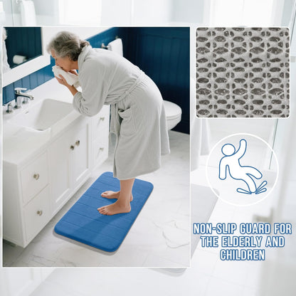 Yimobra Memory Foam Bath Mat, Super Soft Absorbent Bathroom Rug Non Slip, Quick Dry, Machine Washable Floor Carpet for Tub Shower, Home Decor Accessories, 24x17, Grey