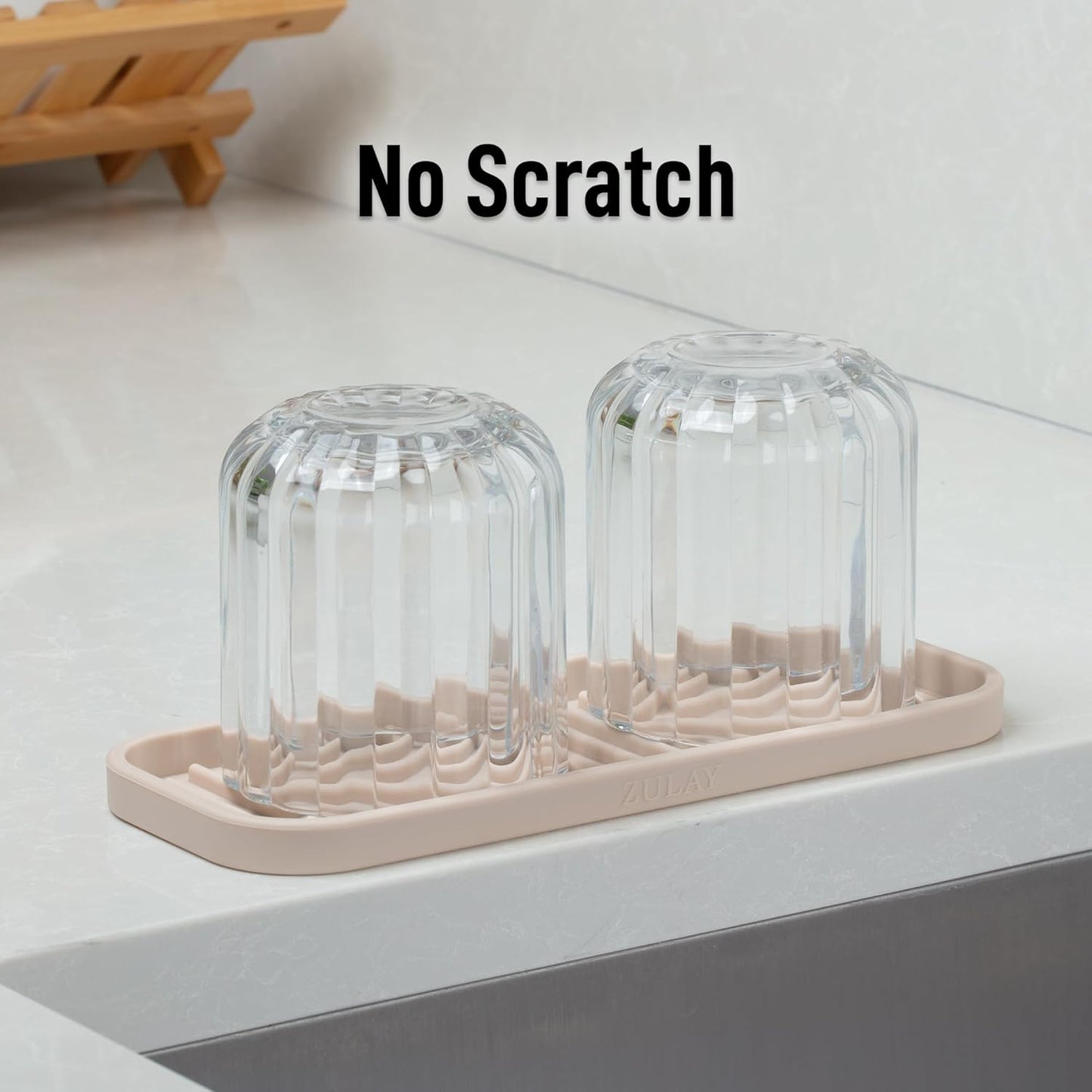 Zulay Kitchen (9x3.5in) Sponge Holder for Kitchen Sink - Flexible Heavy-Duty Multipurpose Sink Caddy - Counter Organizer for Kitchen, Bathroom, Makeup, Trinkets & More! (Grey)