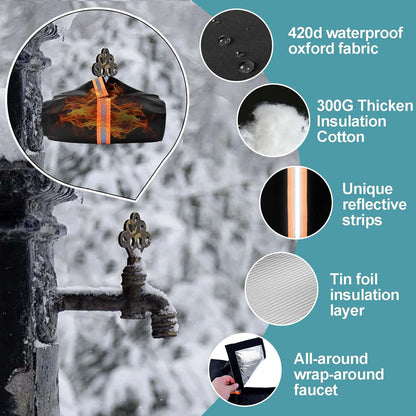 2Pcs Outdoor Faucet Cover for Winter Freeze Protection Outside Insulated Spigot Socks Freeze Miser Reusable Hose Bib Cover Waterproof Water Faucet Insulation Wrap with Reflective Strip for Garden Yard