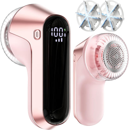 coldSky Fabric Shaver, Rechargeable Lint Shaver with Digital Display, Portable Sweater Defuzzer with 3 Speeds, 6 Leaf Blades and Safety Lock, Electric lint Remover for Clothes, Sweater (Silver)