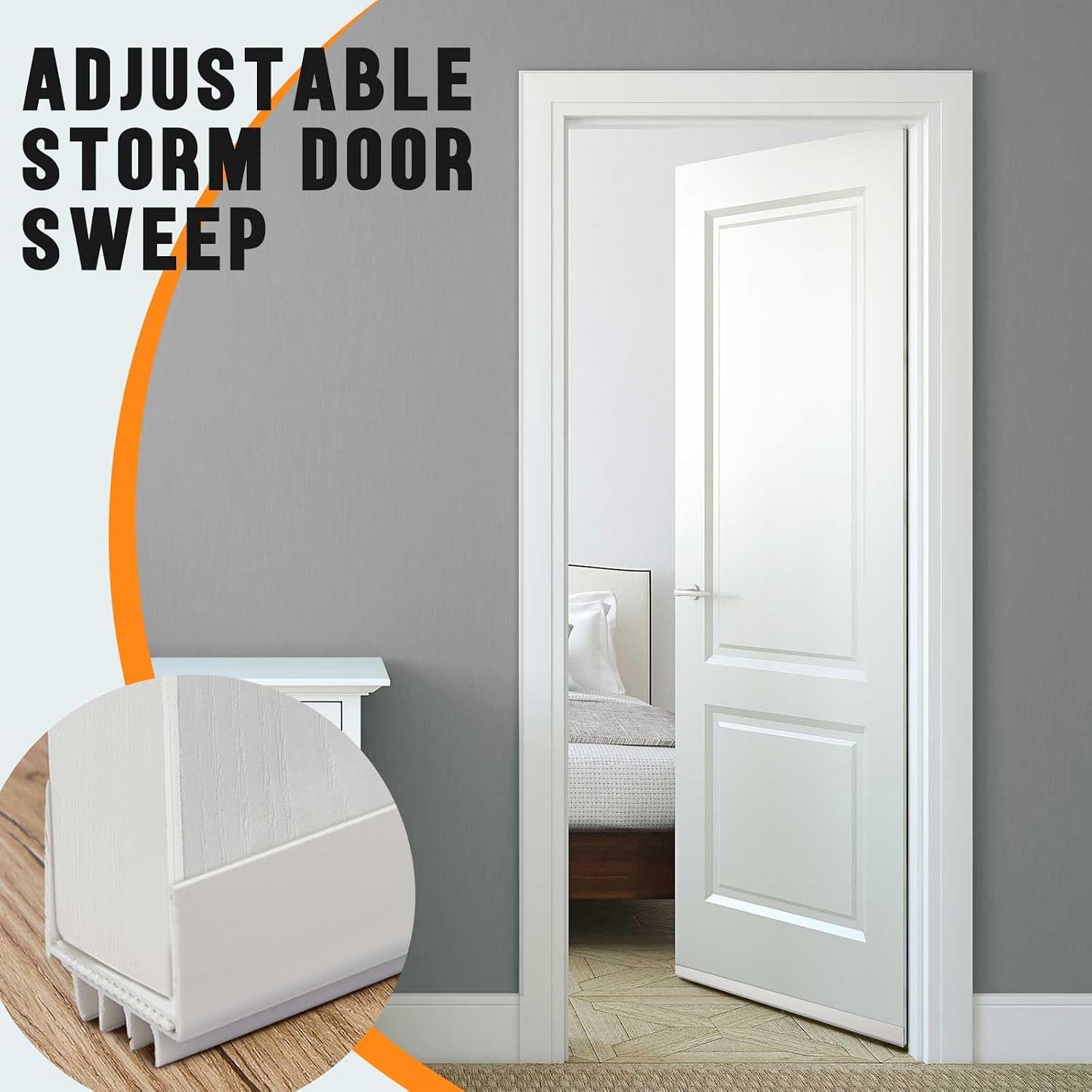 Pickmesh 4 Pcs 36 Inch Adjustable Storm Door Sweep for 1 to 1-2/5 in Bottom Seal Replacement Parts Under Draft Stopper Weather Stripping Threshold (White)
